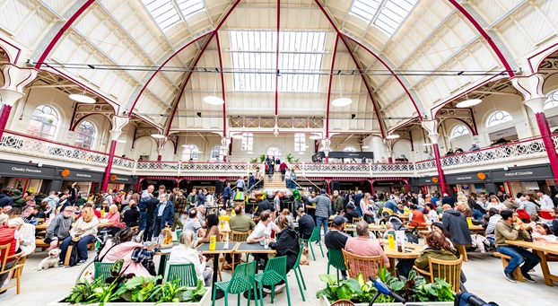 Crowds in Derby Market Hall