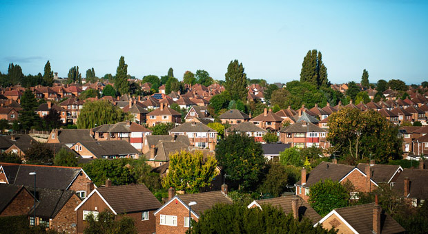 distance view of rows of houses from above