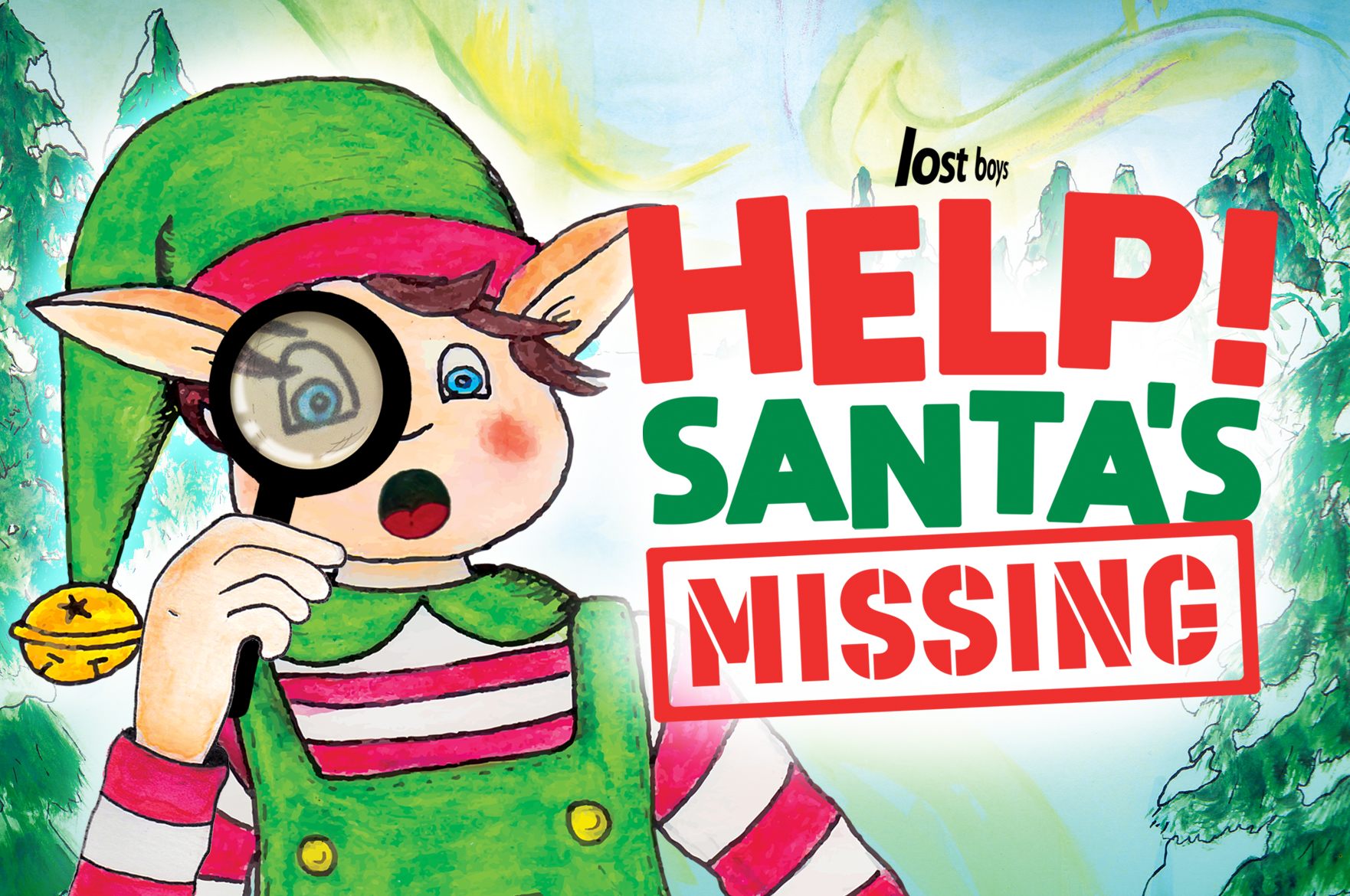 Illustrator image of the elf with a magnifying scope