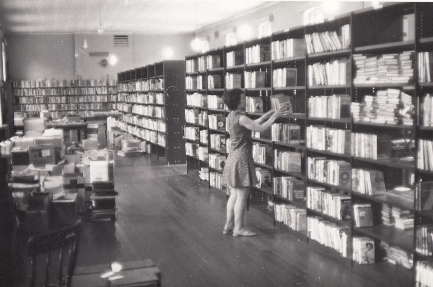 Woman inside Normanton Library 1968