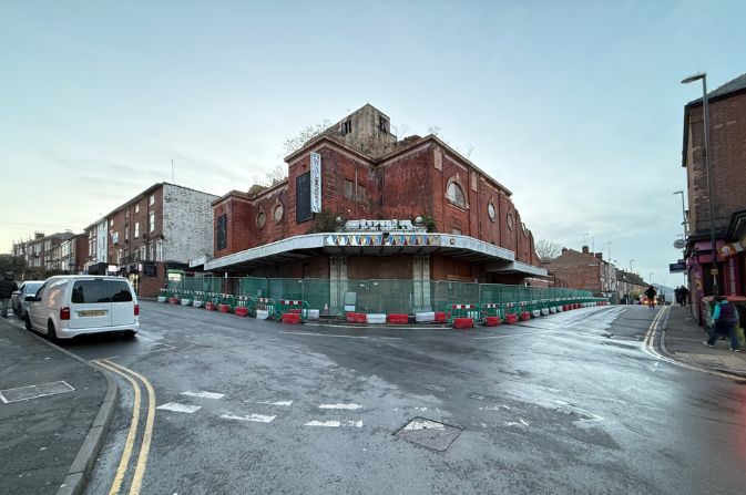 Derelict old theatre taken from the opposite side of the street.