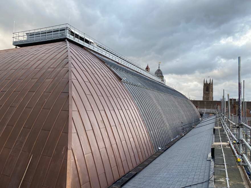 Roof of Market Hall at end of restoration work. Feb 2022.