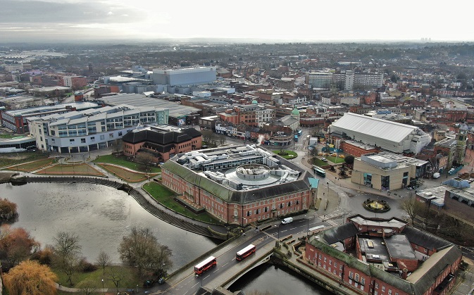 Aerial view of Derby city