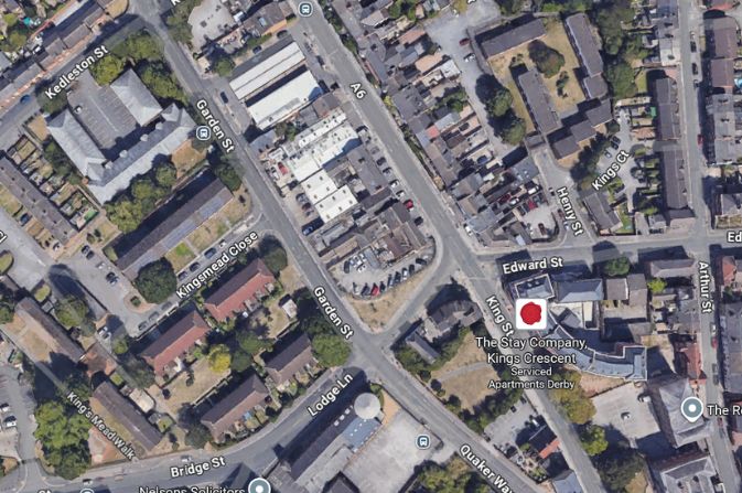 Aerial view of Duffield Road, Lodge Lane and Garden Street in Derby.