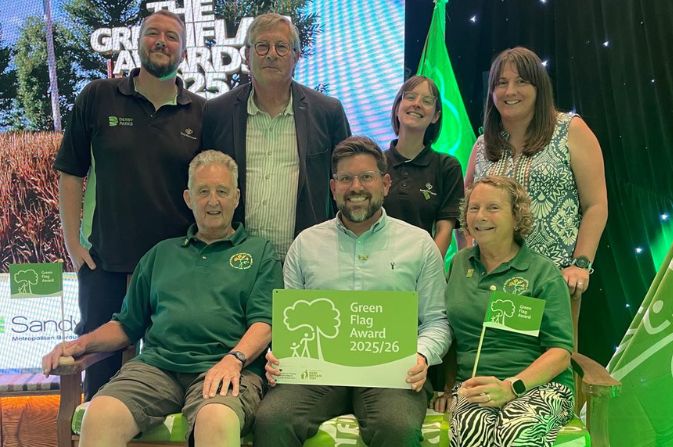 Members of the Derby Parks team at an award ceremony to received Green Flag Awards accreditation