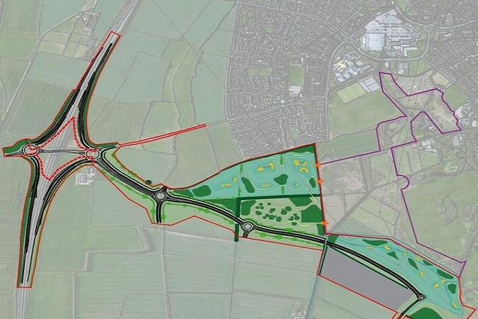 Map of the proposed A50 junction and link road to Infinity Village