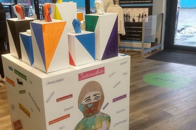 A colourful sculpture made by young people in support of an anti-bullying campaign