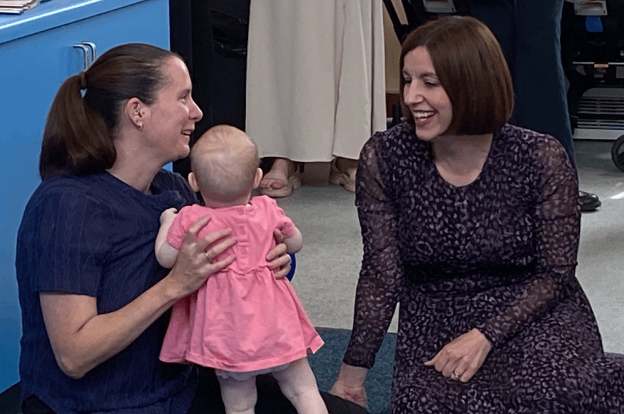 Education Secretary Bridget Phillipson meets a mother and baby at Becketwell Family Hub