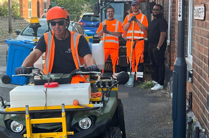The Streetpride team using new equipment to keep Derby tidy