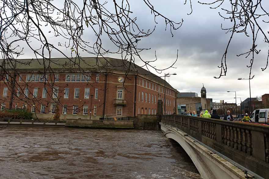 Flood water Derwent Bridge