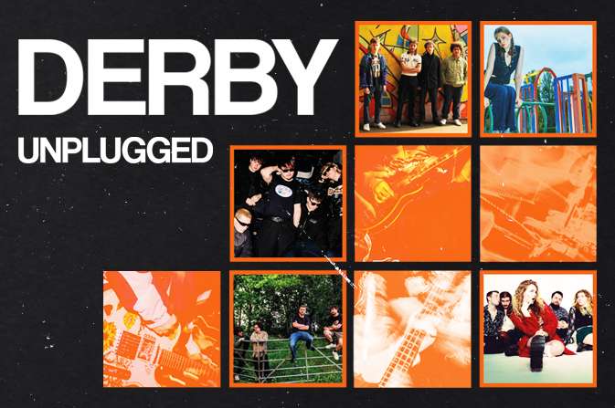 A series of boxes featuring images of bands with the text Derby Unplugged