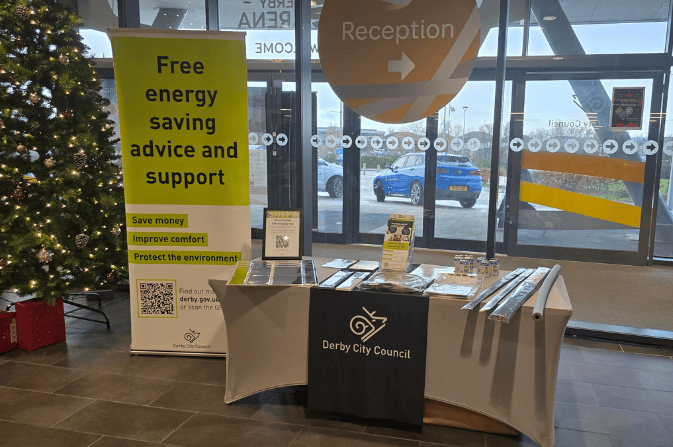 Free Home Energy event stand at Derby Arena