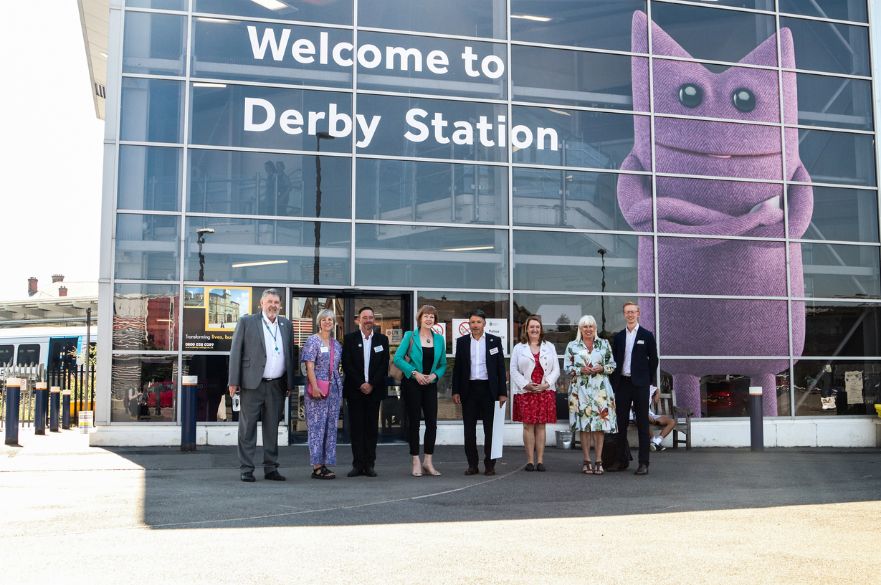 Rail Minister Wendy Morton with Derby and Nottingham MPs and representatives from Derby City Council.