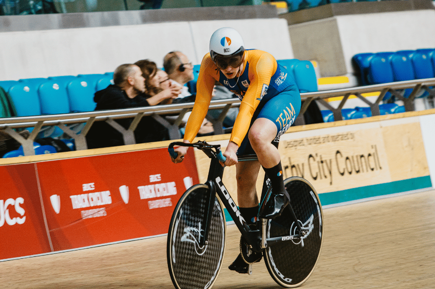 Lewis Fletcher on the Derby Arena track.