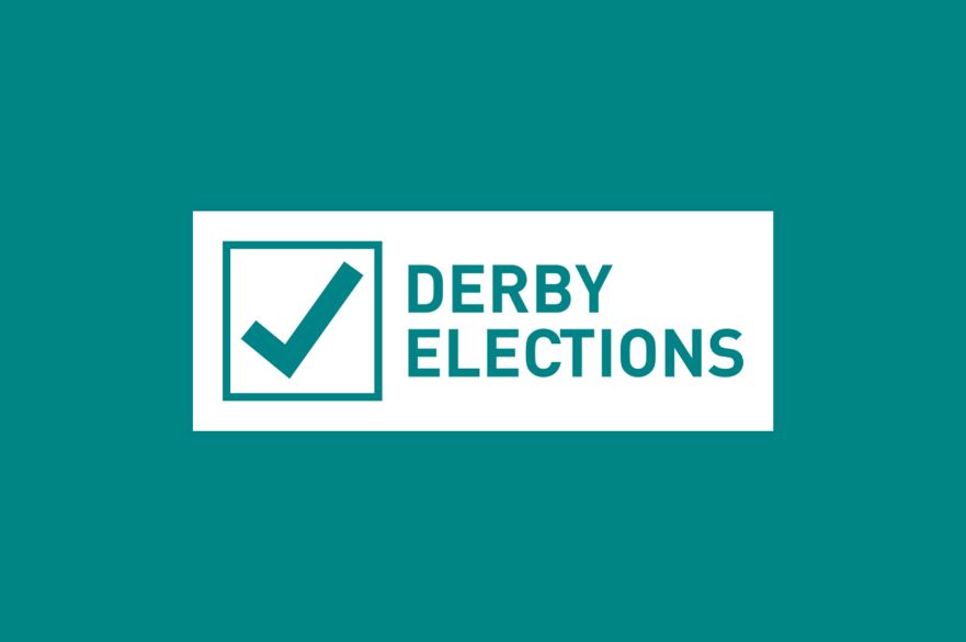 Derby Elections logo with a green tick in a box.