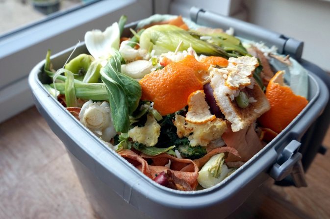 A full food waste bin