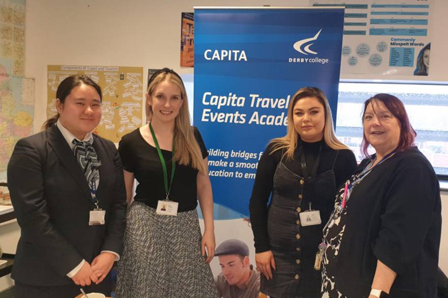 Derby College students at travel event