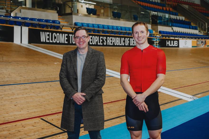 Cllr Ross McCristal meets Jason Kenny at Derby Arena, Dec 2021. Credit Averill Photography