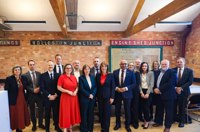 Chancellor Rachel Reeves with members of Team Derby