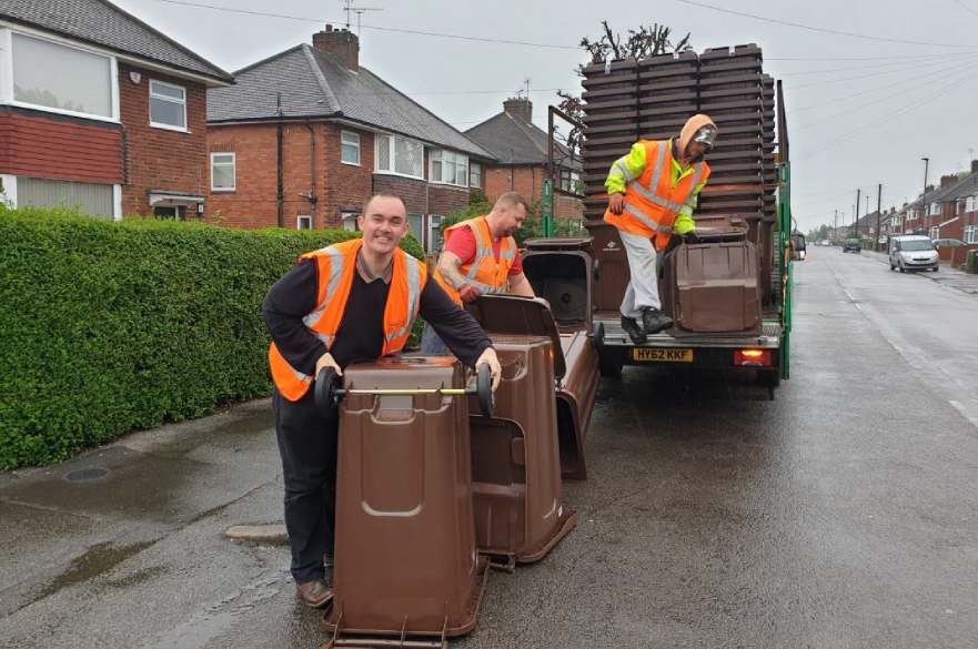 Brown bins being delivered